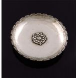 By Omar Ramsden, an Arts and Crafts silver dish, London 1930, also engraved 'OMAR RAMSDEN ME FECIT',