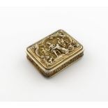 A George III silver-gilt snuff box, by John Ash, London 1809, rectangular form, the hinged cover