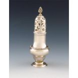 A George III silver sugar caster, by John Delmester, London 1765, baluster form, the pull-off
