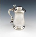 A George III silver tankard, possibly by John Carter II, London 1775, baluster form, domed hinged