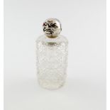 A Victorian novelty silver mounted scent bottle, by Thomas Smily, London 1880, cylindrical glass