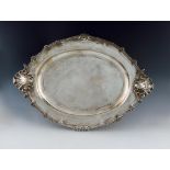 A large George III silver meat platter, by William Stroud, London 1804, oval form, shell and gadroon