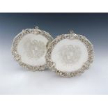 A pair of George III silver waiters, by David Smith and Robert Sharp, London 1784, circular form,