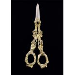 A pair of William IV silver-gilt grape scissors, by Reily and Storer, London 1836, pierced