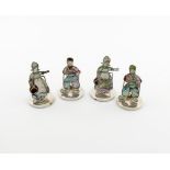 A set of four silver and abalone shell menu card holders, by Cohen and Charles, London 1911,
