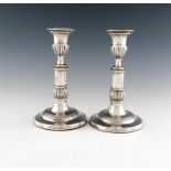 A pair of George III silver telescopic candlesticks, by John Green, Roberts, Mosley & Co,