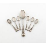 A Victorian silver Elizabethan pattern ice cream spade and six Ice cream spoons,  by Hunt and