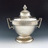 An 18th century Russian silver two-handled soup tureen and cover, maker's mark IGR in a heart shaped