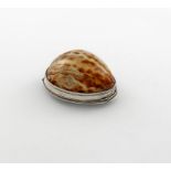 A George III silver-mounted cowrie shell snuff box, maker's mark only I.P, probably for James