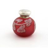 A Victorian silver-mounted cameo glass scent bottle, by Saunders and Shepherd, marks worn,