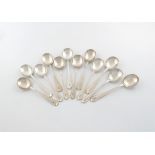 A set of twelve American silver Flemish pattern soup spoons, by Tiffany and Co, 1911, approx. weight