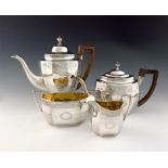 A matched four-piece George III silver tea and coffee set, various makers including Thomas Wallis,
