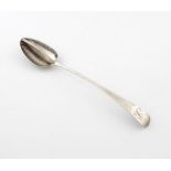 A George III silver Old English pattern straining spoon, by William Eley I, London 1796, the bowl