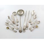 A part canteen of George IV silver Fiddle, Thread and Shell pattern flatware, by William Chawner,