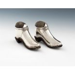 A pair of novelty silver clog pin cushions,  by The Gorham Manufacturing Company, Birmingham 1921,