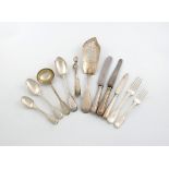 A collection of Victorian silver Fiddle and Thread pattern flatware, the majority by George Adams,