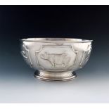 A commemorative silver World Wildlife Fund bowl, by Tessiers, London 1977, number 177 of an