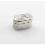 A George III silver nutmeg grater, by Joseph Willmore, Birmingham 1808, plain oblong form, the