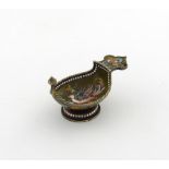 A Russian silver-gilt and enamel kovsch, maker's mark of C.B, Moscow 1898-1908, the bowl enamelled