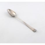 A large George III silver Hanoverian basting spoon, by John Lampfert, London 1765, the reverse of