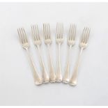 A set of six George III islver Old English pattern table forks,  by Richard Crossley, London 1802,