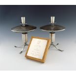 By Roger Miller, a pair of modern Scottish silver and mixed metal candlesticks, Edinburgh 1997,