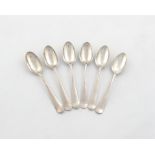 A George III set of six silver Hanoverian pattern teaspoons, by George Smith, London circa 1770, the