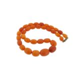 A graduated amber bead necklace, 45.5cm. 28g in total.