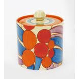 'Berries' a Clarice Cliff Fantasque Bizarre Cylindrical preserve pot and cover, painted in colours