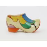 'Blue Autumn' a Clarice Cliff Fantasque Bizarre Clog, painted in colours, printed factory mark,