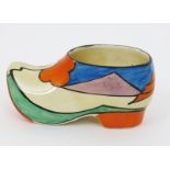 'Luxor' a Clarice Cliff Fantasque Bizarre Clog, painted in colours printed factory mark 13cm. wide