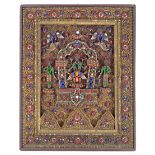 A NEPALESE GILT METAL AND JEWELLED PANEL LATE 19TH CENTURY Decorated with a central shrine