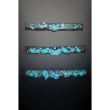 THREE CHINESE GILT METAL AND KINGFISHER FEATHER HEAD BANDS QING DYNASTY Each constructed in delicate