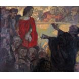 ‡ Sir Frank Brangwyn R.A. (1867-1956) The prisoner Signed with initials Oil on board 62 x 75cm  ++