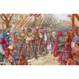 Leslie F. Everett (early 20th Century) Illustration of soldiers marching to war Signed and dated