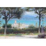 Albert Goodwin R.W.S. (1845-1932) Spiez, Lake Thun Signed, titled and dated 1918 Gouache with pen