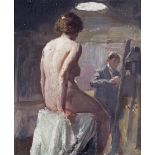 Attributed to Allan Davidson (1873-1932) Artist and seated model Oil on canvasboard 25.5 x 21.