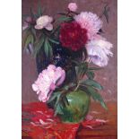 Pierre Auguste Bellet (French 1865-1924) Still life of peonies in two vases Signed Oil on canvas