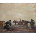 ‡ Lionel Floch (French 1895-1972) Harvesting scene Signed Oil on board, unframed 22 x 26.5cm  ++Some