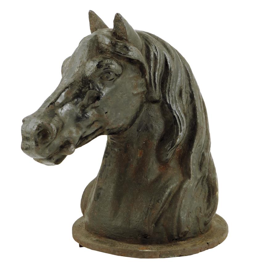A Victorian cast iron horse tether, in the form of a horse's head, 26.5cm high.