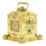 A very rare malachite set carriage clock, the ball striking movement signed Rollin & Fils Freres a