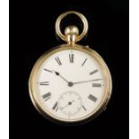 An 18ct gold keyless lever watch, signed Gabriel, 24 Bishopsgate St, Within & 28 Gracechurch Street,