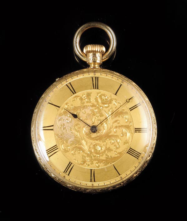 Dent. An 18ct gold keyless lever watch, gilt three-quarter plate movement signed E.J. Dent,