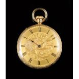 Dent. An 18ct gold keyless lever watch, gilt three-quarter plate movement signed E.J. Dent,