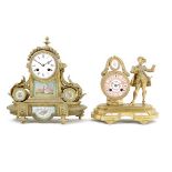 A French gilt spelter mantel clock, movement and dial signed Hry. Marc, Paris, the case with