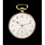 A French gold keyless lever dress watch, white enamel dial signed L. Leroy & Cie, the gilt