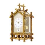 A very rare alarum carriage clock in architectural bamboo case, repeating movement numbered 1752,