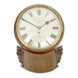 A mahogany drop dial, 12 inch white painted dial signed J & J Cetta, Stroud, single-train fusee