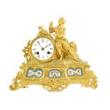 A French porcelain and ormolu mantel clock, striking movement by Japy stamped for Berger a Paris