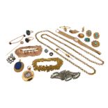 A collection of antique jewellery and costume jewellery, including an early 19th century